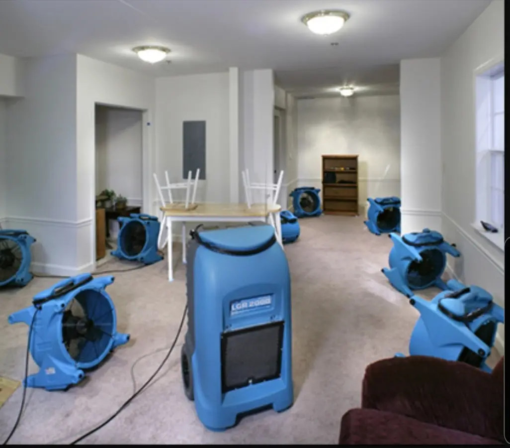 Air movers and dehumidifier setup for Water Extraction & Removal in Stuart